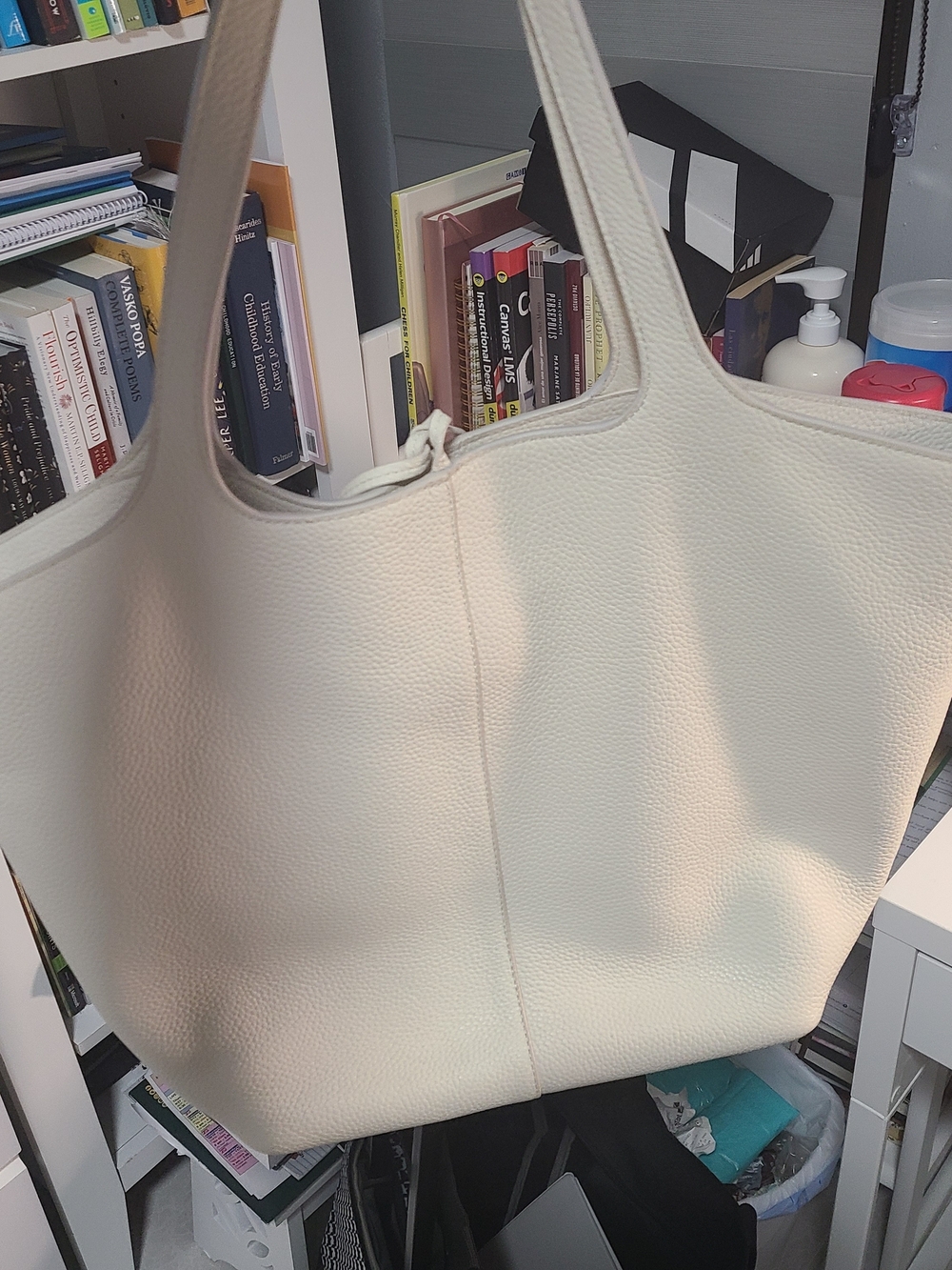 Vince Cream Pebbled Leather Tote - Picture 2 of 7